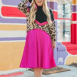 NWOT Magenta Pleated MIDI Skirt